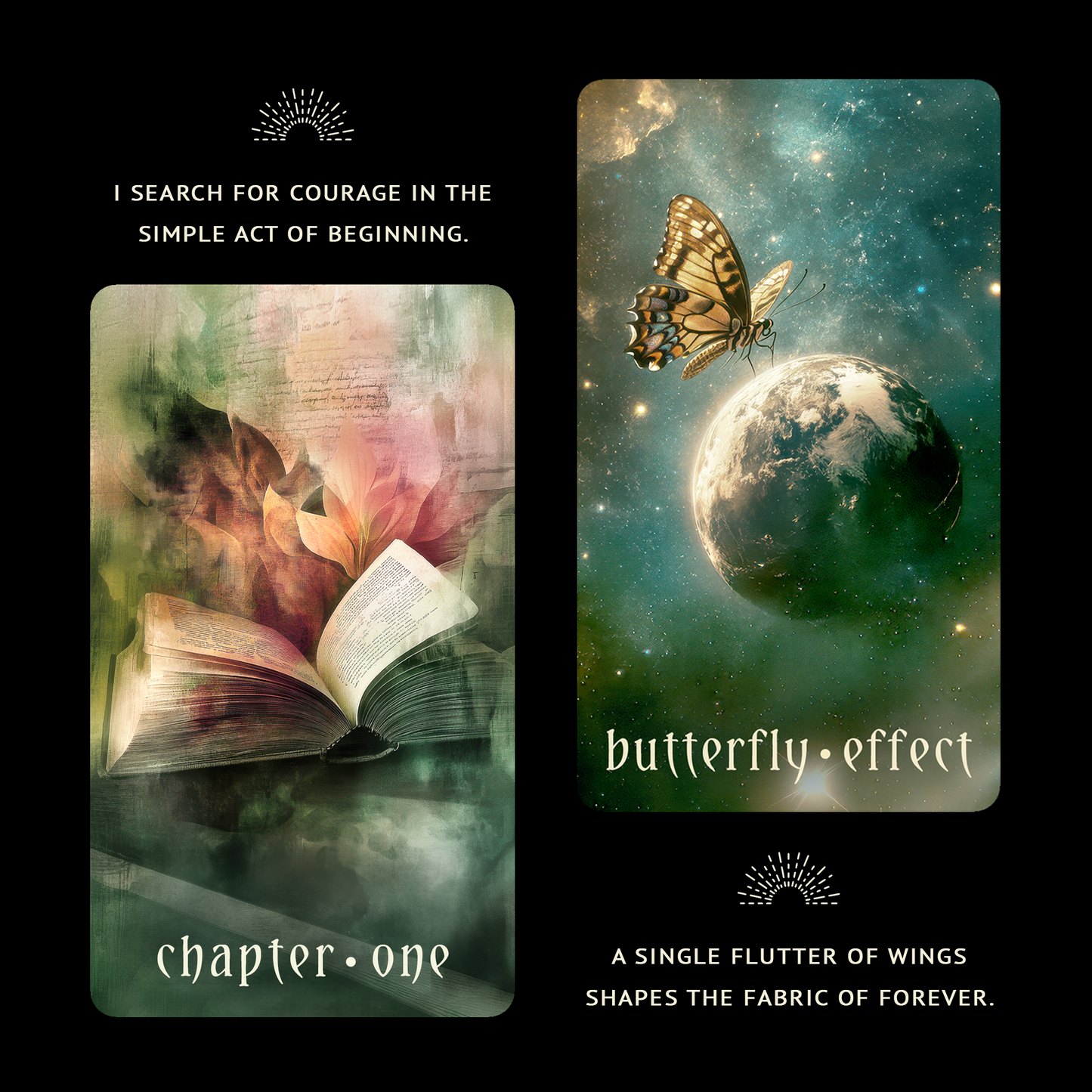 Two cards from the Otherworld Oracle deck created by Night Willow Oracle for oracle deck collectors
