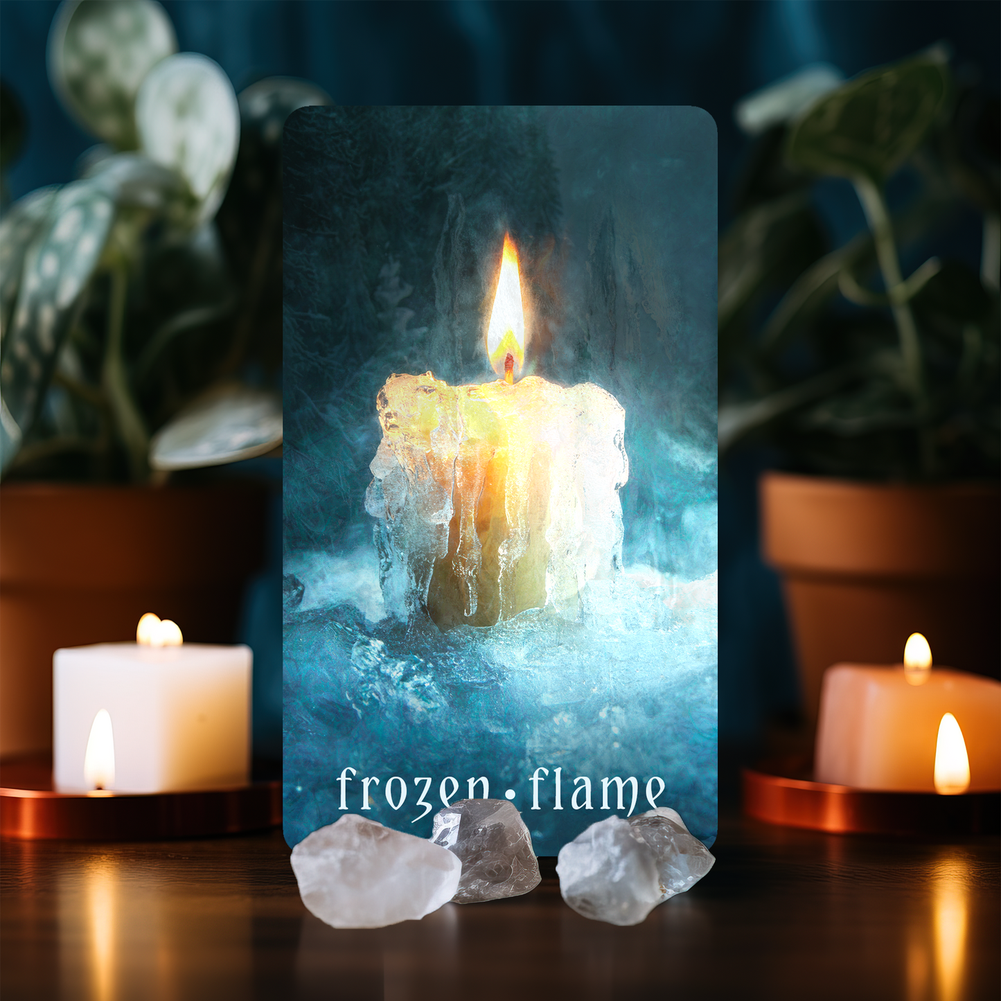 The Frozen Flame card from the Otherworld Oracle created by Night Willow Oracle for oracle readings
