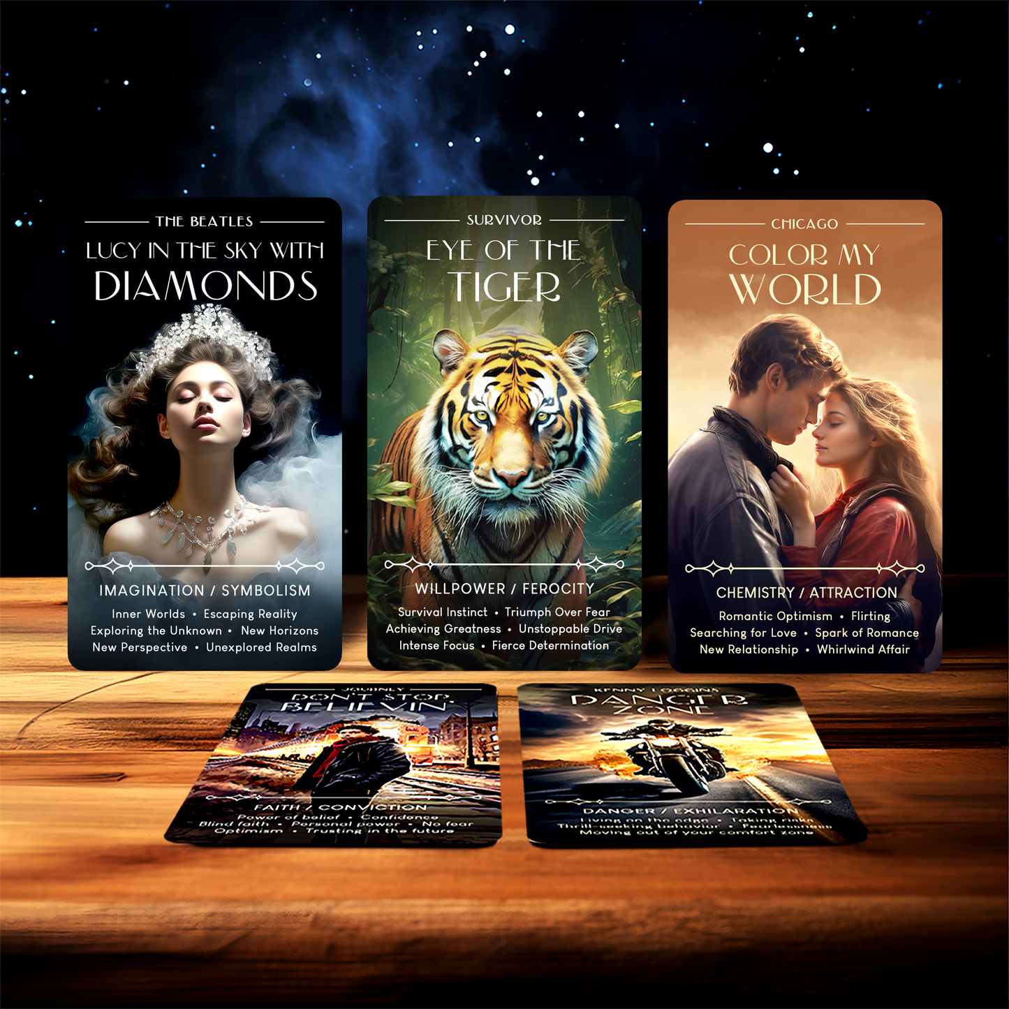 oracle cards with a rock music theme for music lovers